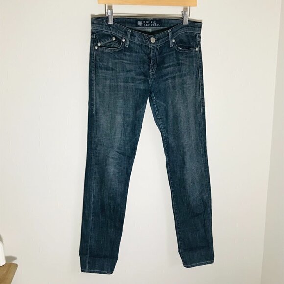 Rock & Republic Straight Leg Stretch Jeans Skull Pocket Style 001477 Size 29 - Picture 3 of 8